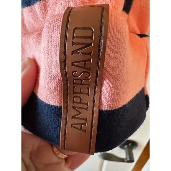 Women's & Ampersand Ave Double Hood L/S Striped Hoodie, Size L-‎ Coral/Navy - Picture 2 of 11